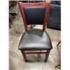 Image 4 : ROUND SOLID WOOD PUB DINING TABLE WITH CAST IRON BASE, 32 INCH DIAMETER, AND 2 AS NEW BLACK LEATHER 