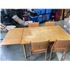 Image 2 : VINTAGE TEAK DRAW LEAF DINING TABLE WITH 4 UPHOLSTERED DINING CHAIRS