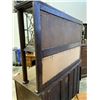 Image 7 : ANTIQUE OAK BOW FRONT SERVING CABINET WITH ORIGINAL LEADED AND BEVELLED GLASS, IN VERY GOOD ORIGINAL