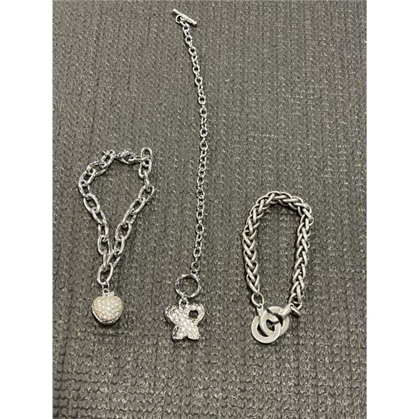 3 SILVER CHARM BRACELETS