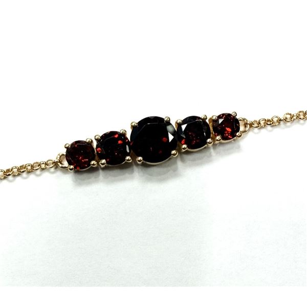 GOLD PLATED STERLING SILVER NATURAL GARNET (4.15CT) BRACELET, W/A $650.00. GARNET IS THE BIRTHSTONE 