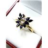 Image 2 : GOLD PLATED STERLING SILVER NATURAL SAPPHIRE (1.35CT) WITH NATURAL WHITE TOPAZ (0.17CT) RING, SIZE 9
