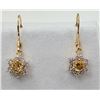 Image 2 : GOLD PLATED STERLING SILVER NATURAL CITRINE (0.40CT) AND CZ DANGLING EARRINGS, W/A $500.00. CITRINE 