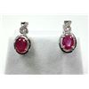 Image 1 : STERLING SILVER NATURAL ENHANCED RUBY (1.02CT) AND CZ EARRINGS, W/A $800.00. RUBY IS THE BIRTHSTONE 