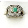 Image 1 : GOLD PLATED STERLING SILVER NATURAL EMERALD (0.50CT) WITH NATURAL WHITE TOPAZ (1CT) RING, SIZE 9, W/