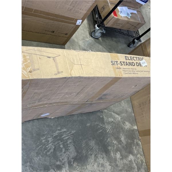 TECHORBITS SIT TO STAND ELECTRIC DESK FRAME BLACK DESK FRAME BROWN TABLE TOP