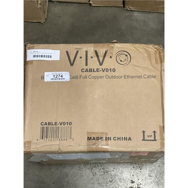 VIVO BLACK 1000FT CAT6 FULL COPPER OUTDOOR ETHERNET CABLE