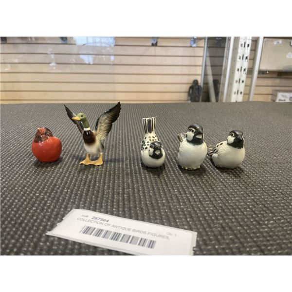 COLLECTION OF ANTIQUE BIRDS FIGURES, ALL WITH HALLMARKS