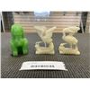 Image 1 : VINTAGE GREEN GLASS FOO DOG AND 2 EASTERN FIGURES