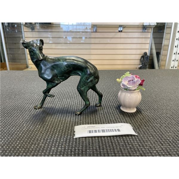ADDERLEY FLORAL AND  VINTAGE METAL GREYHOUND