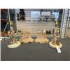 Image 1 : PAIR OF ANTIQUE GOEBEL LAMPS WITH ORIGINAL SHADES, SHADES ARE IN ROUGH CONDITION, LAMPS ARE PERFECT