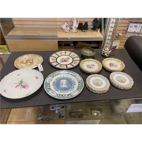 ASSORTED ANTIQUE CHINA PLATES, INCLUDING ROYAL ALBERT SILVER BIRCH PLATES