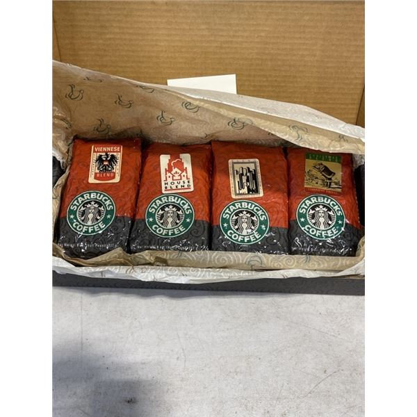 VINTAGE 1992 STARBUCKS EXLUSIVE BLENDS SAMPLER PACK, 4 0.5LB BAGS,