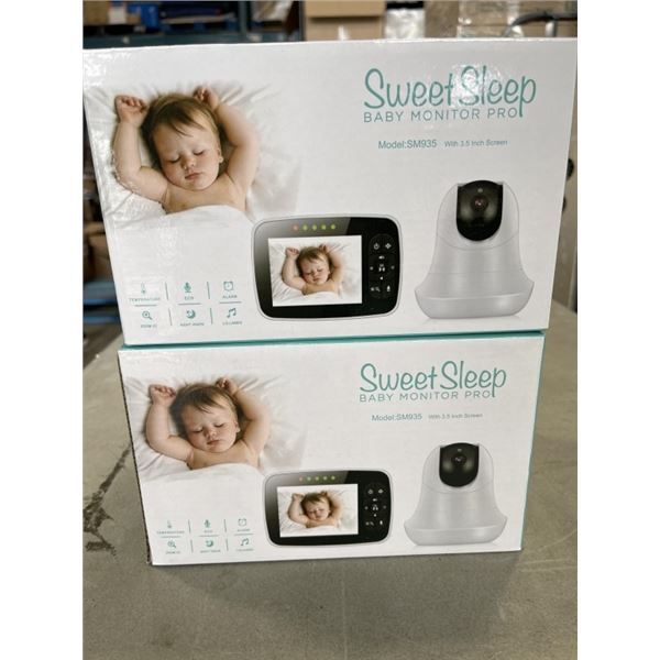 2 NEW SWEET SLEEP BABY MONITOR PRO, MODEL SM935 WITH 3.5 INCH SCREEN, 2 WAY TALK, LULLABIES, ALARM, 