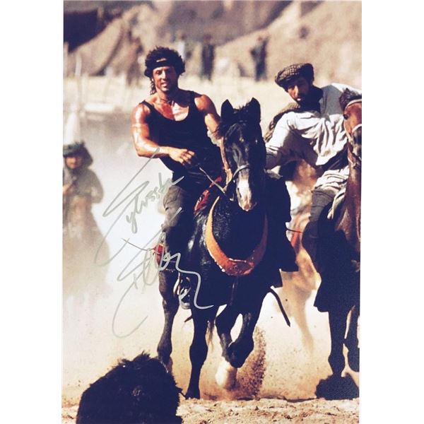 Rambo Sylvester Stallone facsimile signed movie photo
