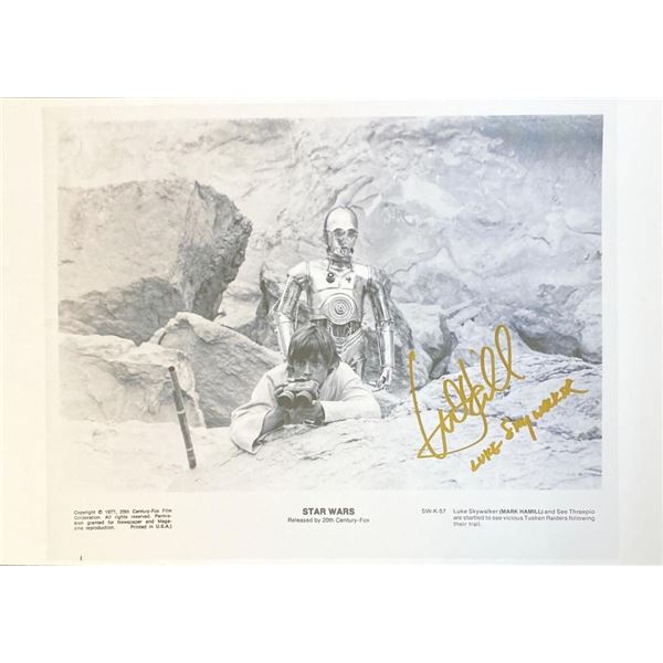 Star Wars 1977 Mark Hamill facsimile signed movie photo
