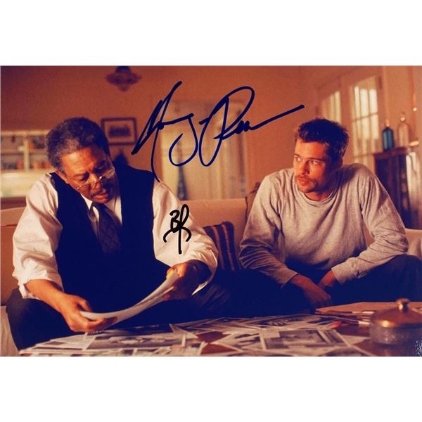 Seven Brad Pitt and Morgan Freeman facsimile signed movie photo