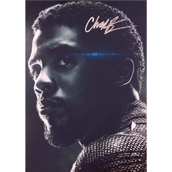 Black Panther Chadwick Boseman facsimile signed movie photo