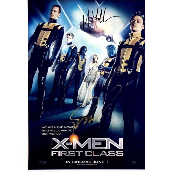 X-Men: First Class Michael Fassbender and James McAvoy facsimile signed movie photo