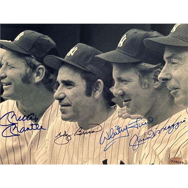 Mickey Mantle, Yogi Berra, Whitey Ford and Joe DiMaggio facsimile signed photo