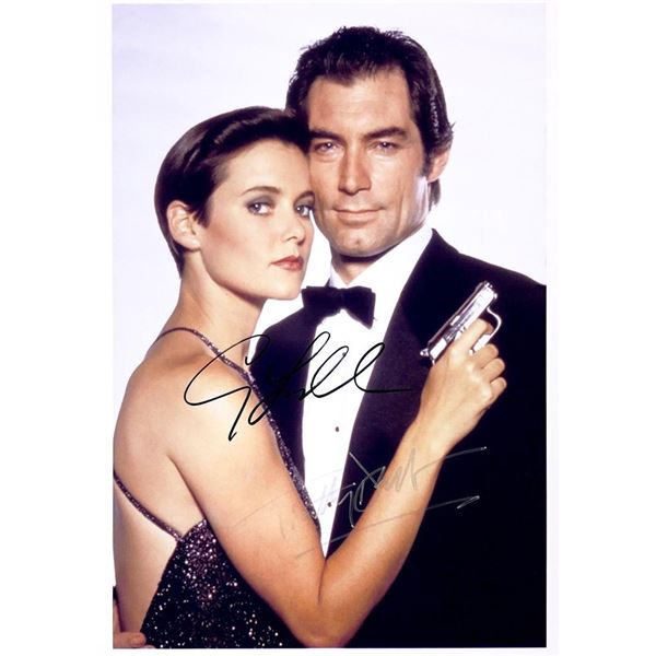 Licence to Kill Timothy Dalton and Carey Lowell facsimile signed photo