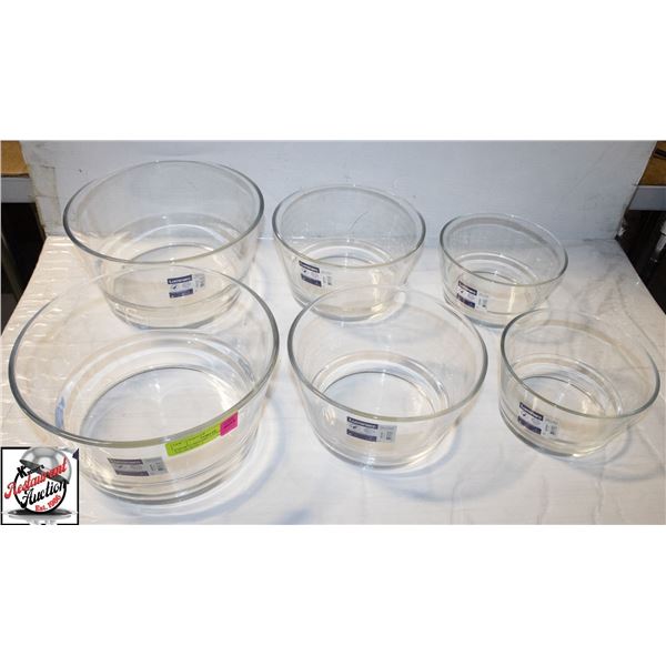 6 NEW LUMINARC UNISSON T GLASS SALAD BOWLS