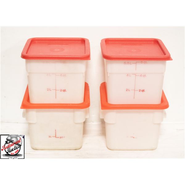 BAILIFF SEIZURE: 4 CAMBRO 6QT DRY STORAGE BINS W/