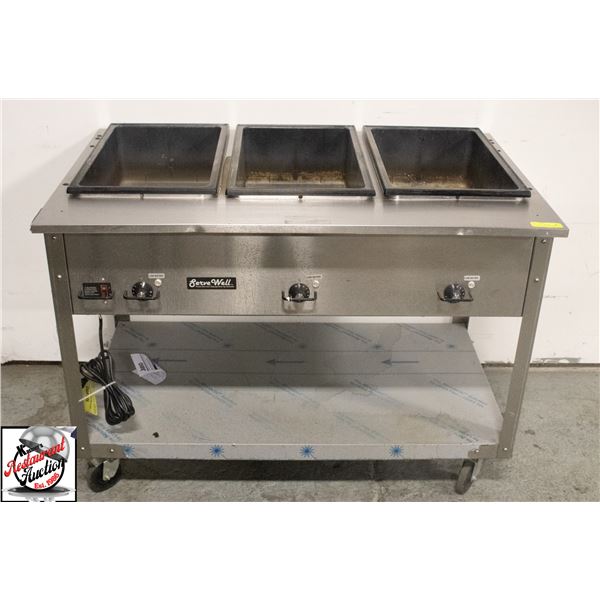 VOLLRATH 3 WELL SERVEWELL STEAM TABLE ON CASTORS