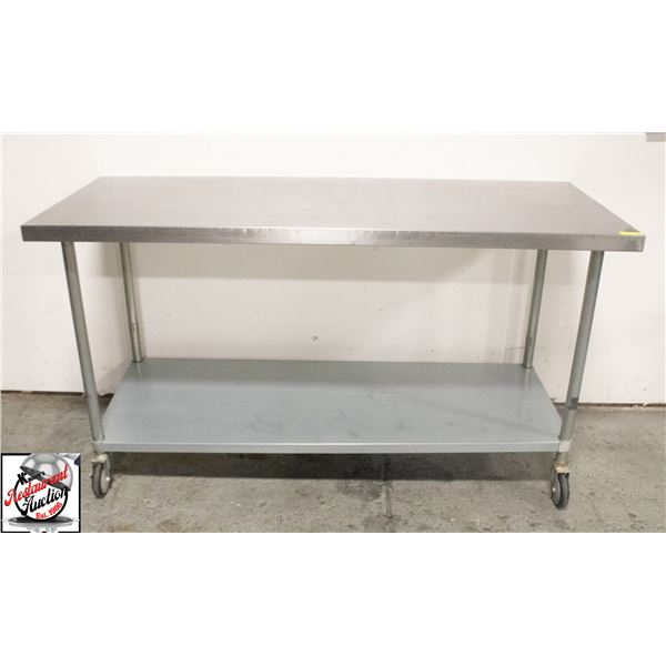 72" X 30" X 40" S/S WORK TABLE ON CASTORS W/
