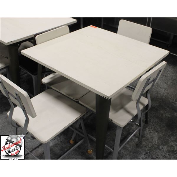 31.5" X 61.5" X 60" WOOD TOP TABLE W/ 4 CHAIRS