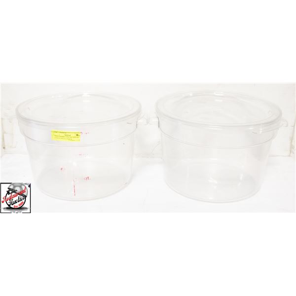 TWO CAMBRO 12 QUART ROUND FOOD STORAGE BINS W/