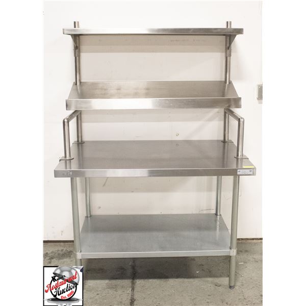 48" X 30" X 35" S/S WORK TABLE W/ 2 TIER OVERSHELF