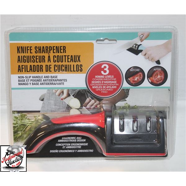 NEW 3 STAGE KNIFE SHARPENER - NON-SLIP BASE