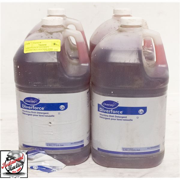 4 BOTTLES OF DIVERSEY DIVERFORCE MACHINE DISH