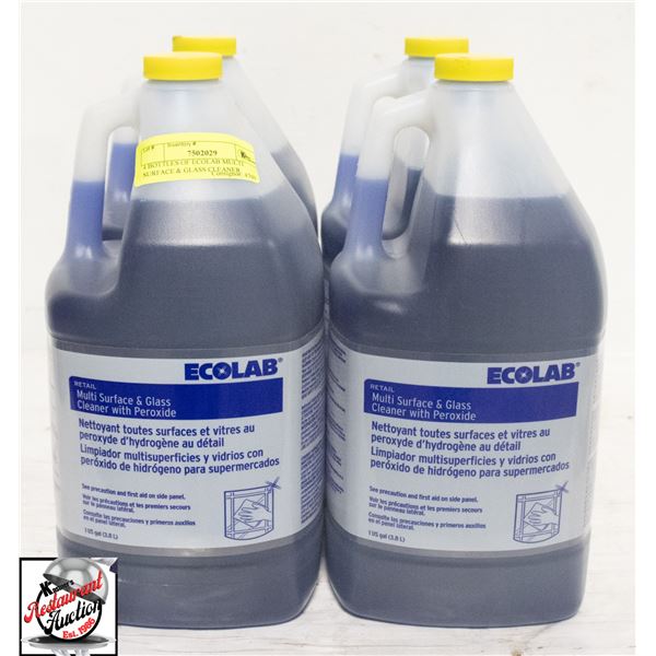 4 BOTTLES OF ECOLAB MULTI SURFACE & GLASS CLEANER