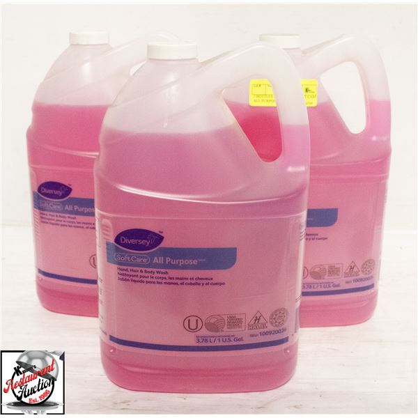 3 BOTTLES OF DIVERSEY SOFT CARE ALL PURPOSE HAND