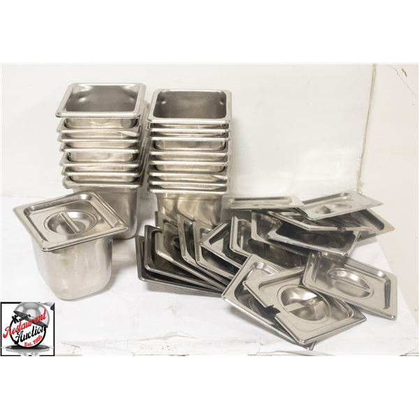 17 1/6 S/S INSERTS 6" DEEP W/ COVERS