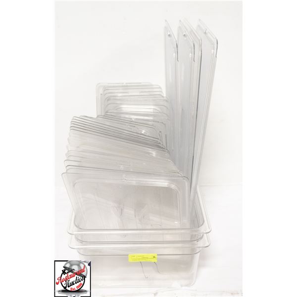 2 FULL SIZE POLYCARB INSERTS W/ ASSORTED COVERS