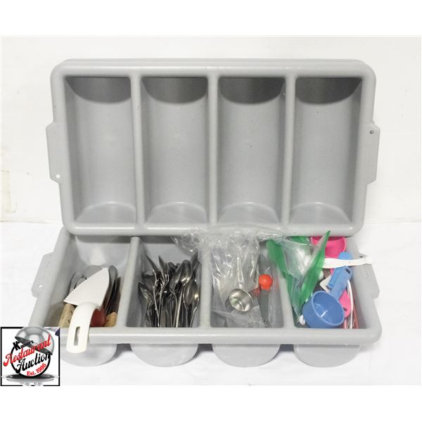 ASSORTED KITCHEN MISC W/ THREE CUTLERY ORGANIZERS