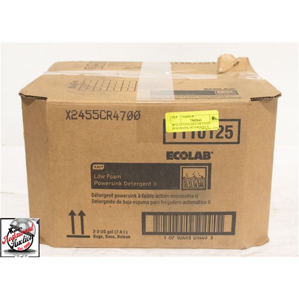 BOX OF ECOLAB LOW FOAM POWERSINK DETERGENT II