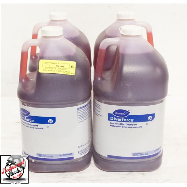 4 BOTTLES OF DIVERSEY DIVERFORCE MACHINE DISH