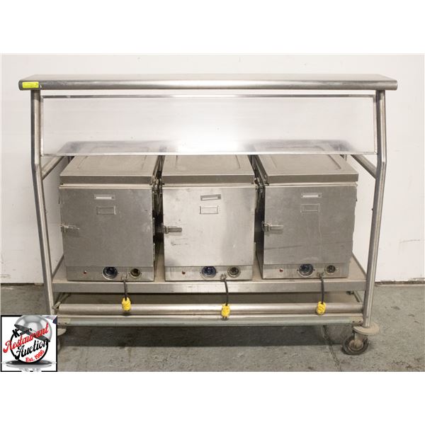 62" HOLDING CABINET CART W/ 3 HOLDING CABINETS