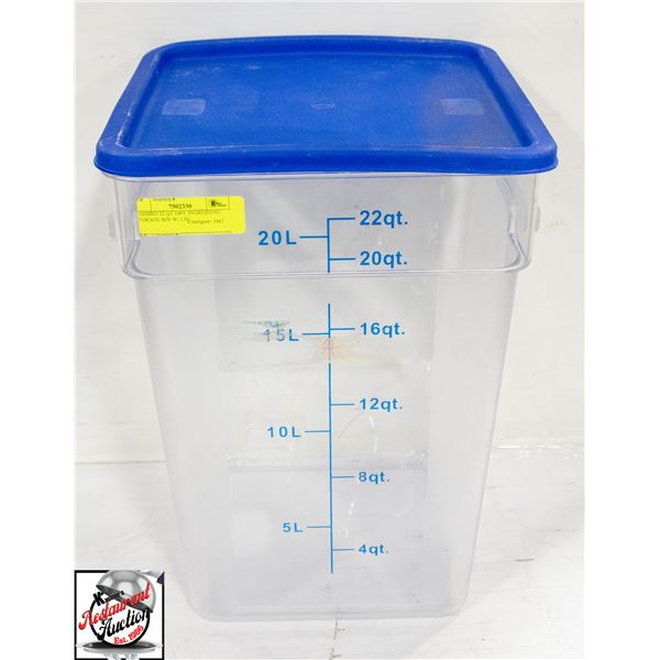 CAMBRO 22 QT DRY INGREDIENT STORAGE BIN W/ LID