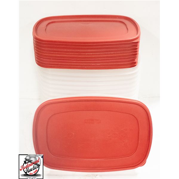 11 2.5 GALLON RUBBERMAID FOOD STORAGE BINS W/