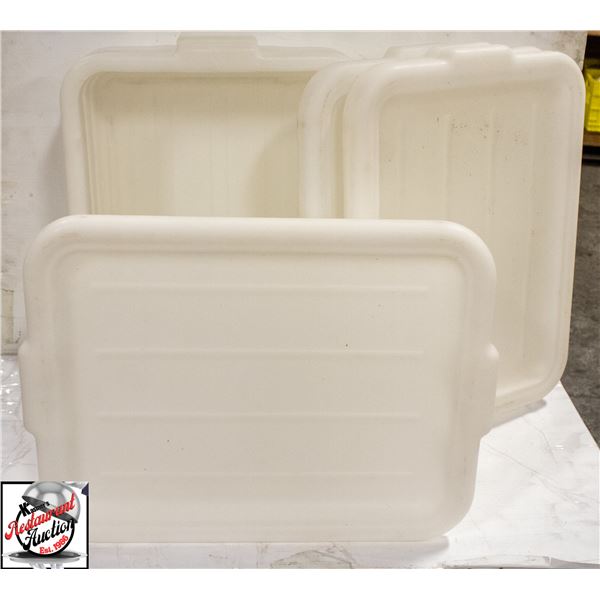 4 TRAEX 18" X 13.5" X 5" DOUGH BINS W/ COVERS