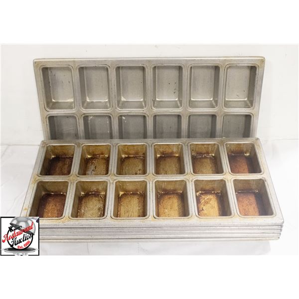6 ALUMINUM MINI LOAF PANS W/ 12 SLOTS PER PAN