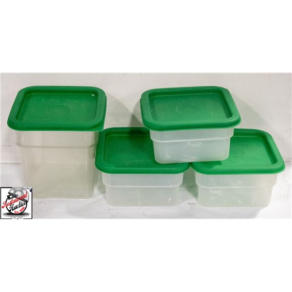 4 ASSORTED DRY INGREDIENT BINS W/ 4 COVERS