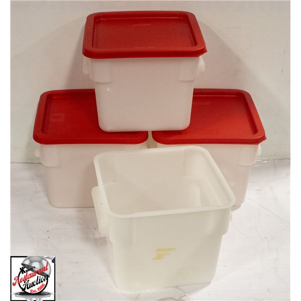 4 - OMCAN 6 QT DRY INGREDIENT BINS W/ 3 COVERS