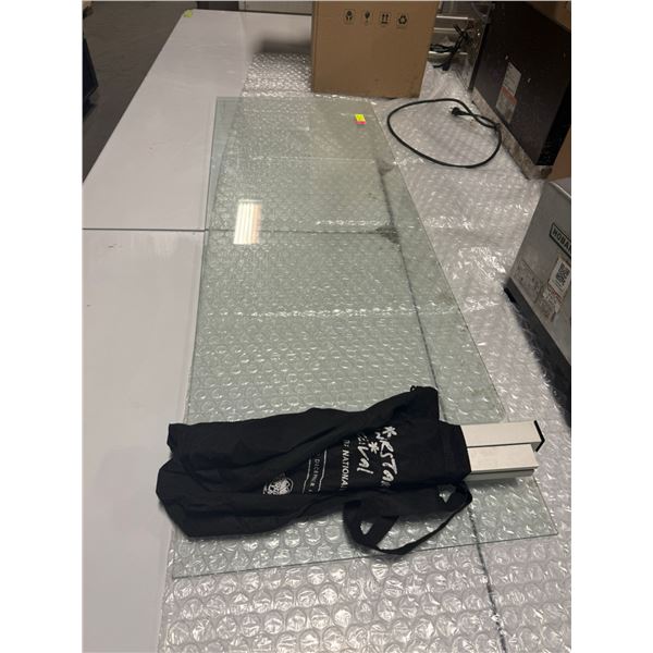 57" LONG GLASS PIECE WITH BRACKETS FOR