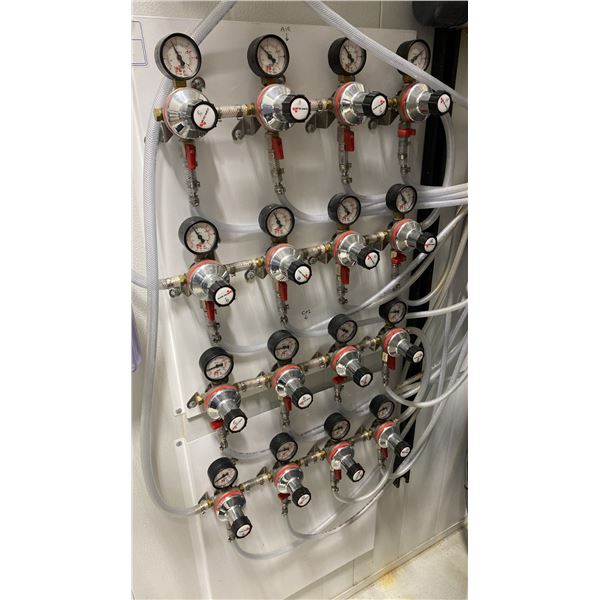 GROUP OF 16 REGULATOR FOR CO2 AND AIR PRESSURE WITH MOUNTING BOARD